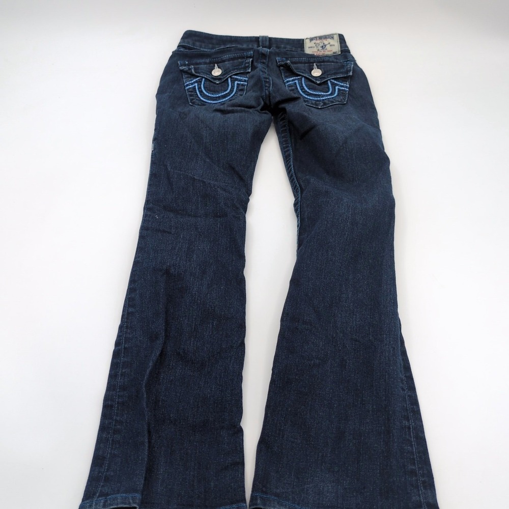 True Religion Jeans Women 26 Boot Cut Low Rise Dark Wash Stretch Denim USA 26x30 - Picture 3 of 10